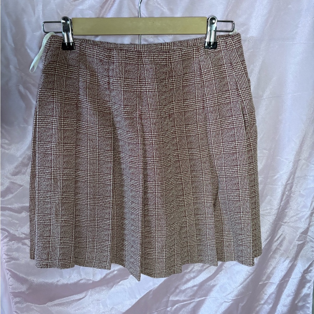 Wrapper Brown Plaid Skater Skirt
